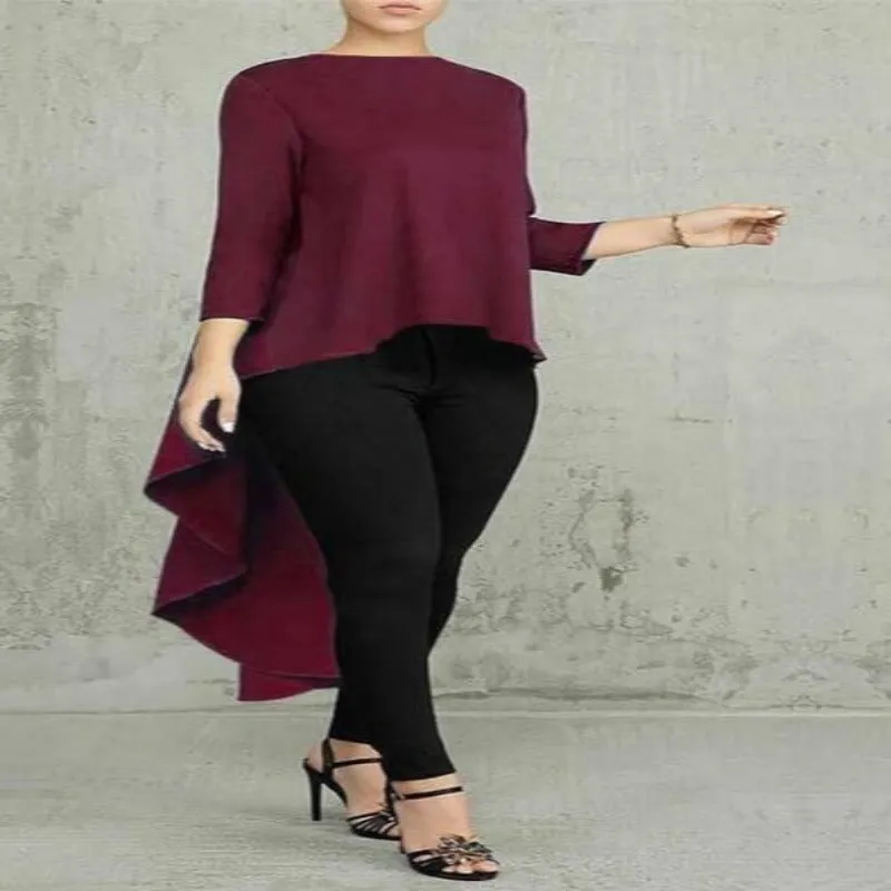 Long Sleeve Asymmetrical Tunic Tops