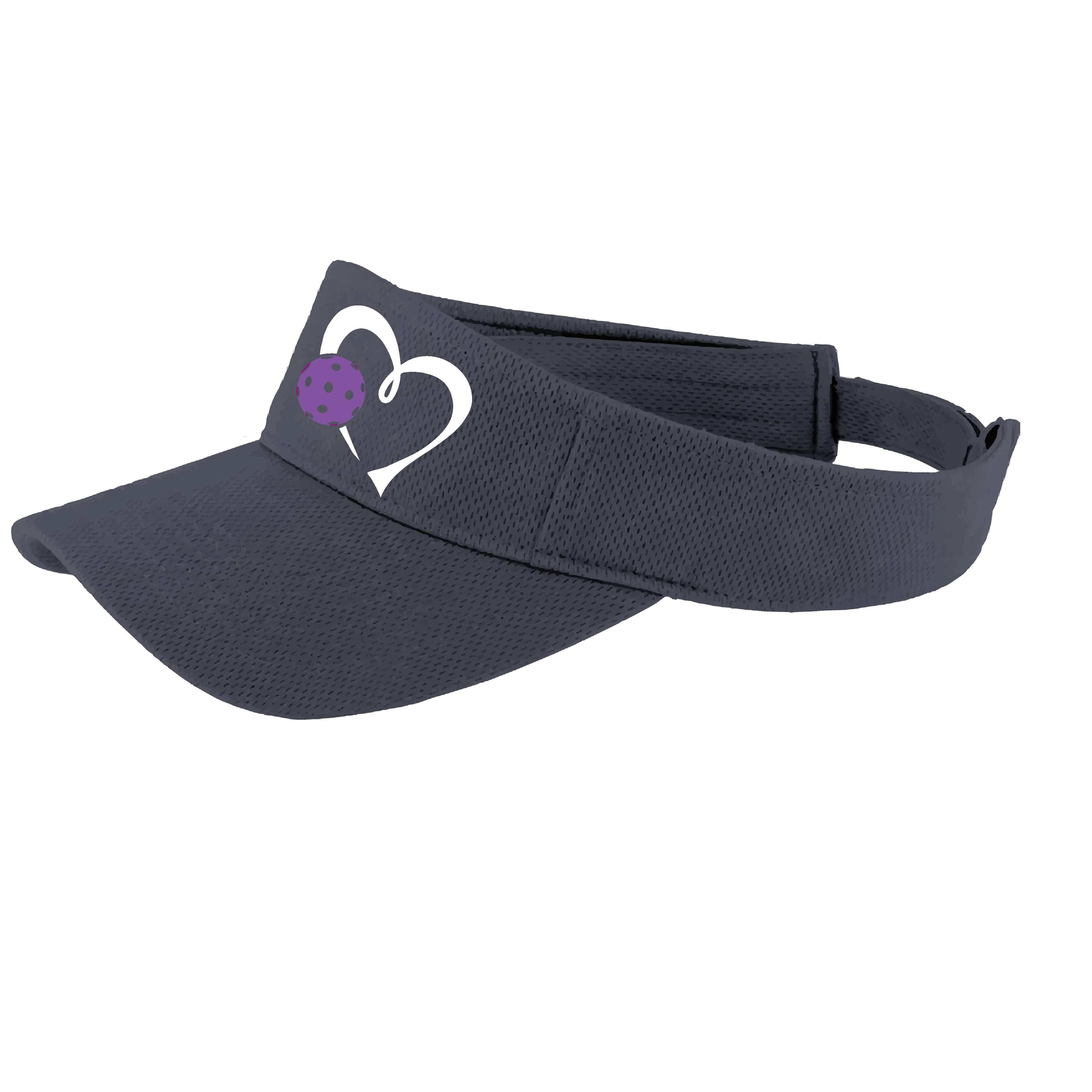 Love Pickleball Heart (Purple) Customizable | Pickleball Visors | Moisture Wicking 100% Polyester