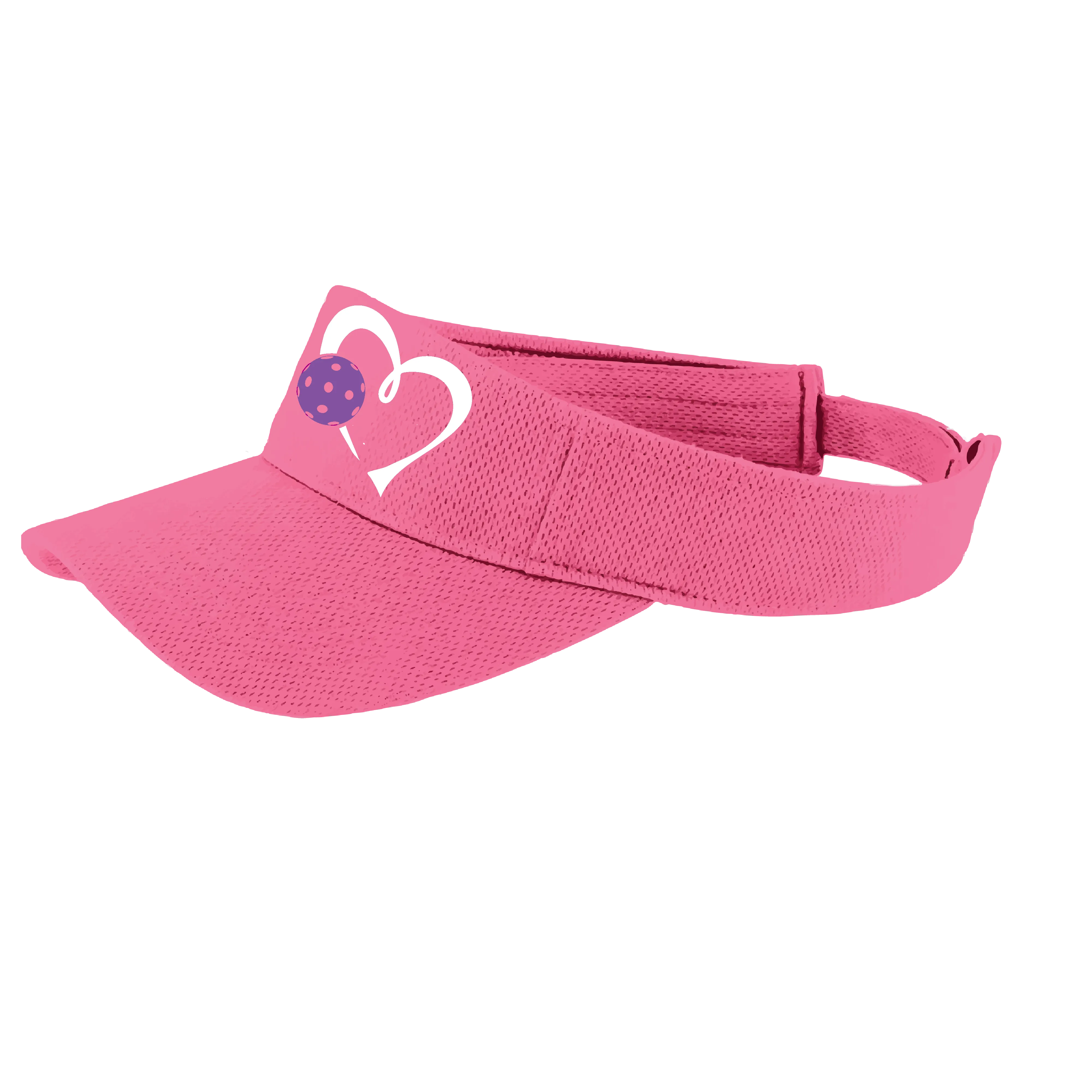 Love Pickleball Heart (Purple) Customizable | Pickleball Visors | Moisture Wicking 100% Polyester