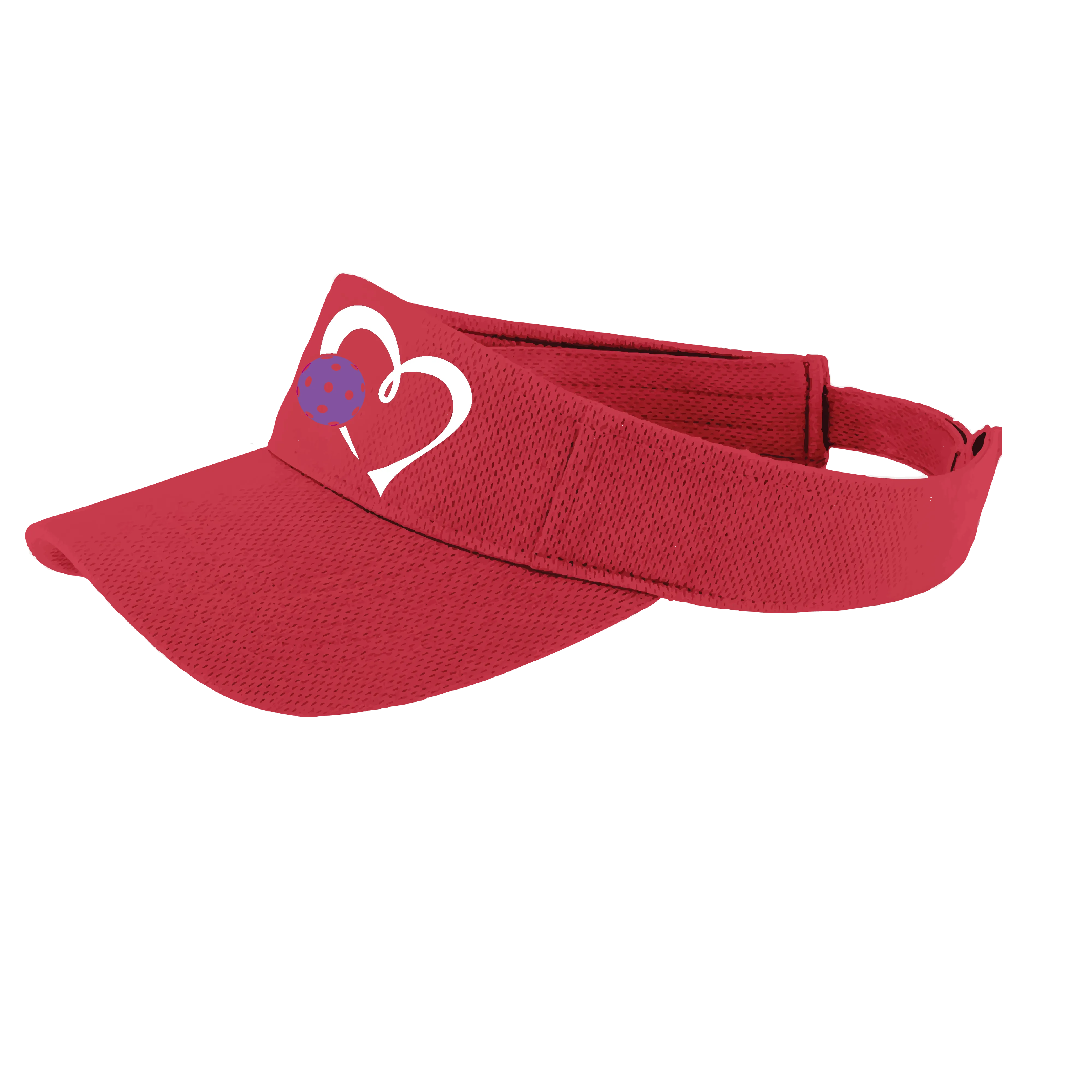 Love Pickleball Heart (Purple) Customizable | Pickleball Visors | Moisture Wicking 100% Polyester