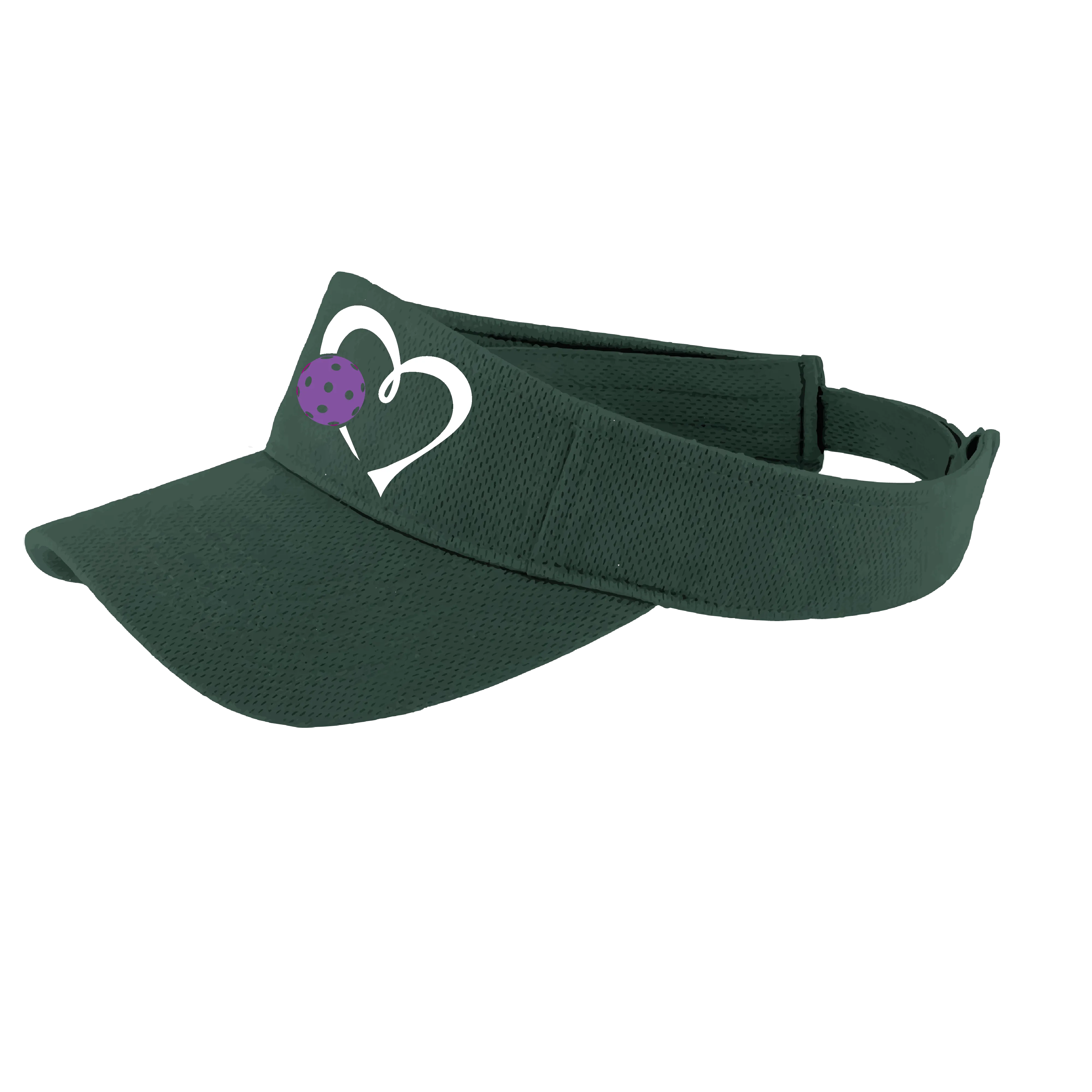 Love Pickleball Heart (Purple) Customizable | Pickleball Visors | Moisture Wicking 100% Polyester