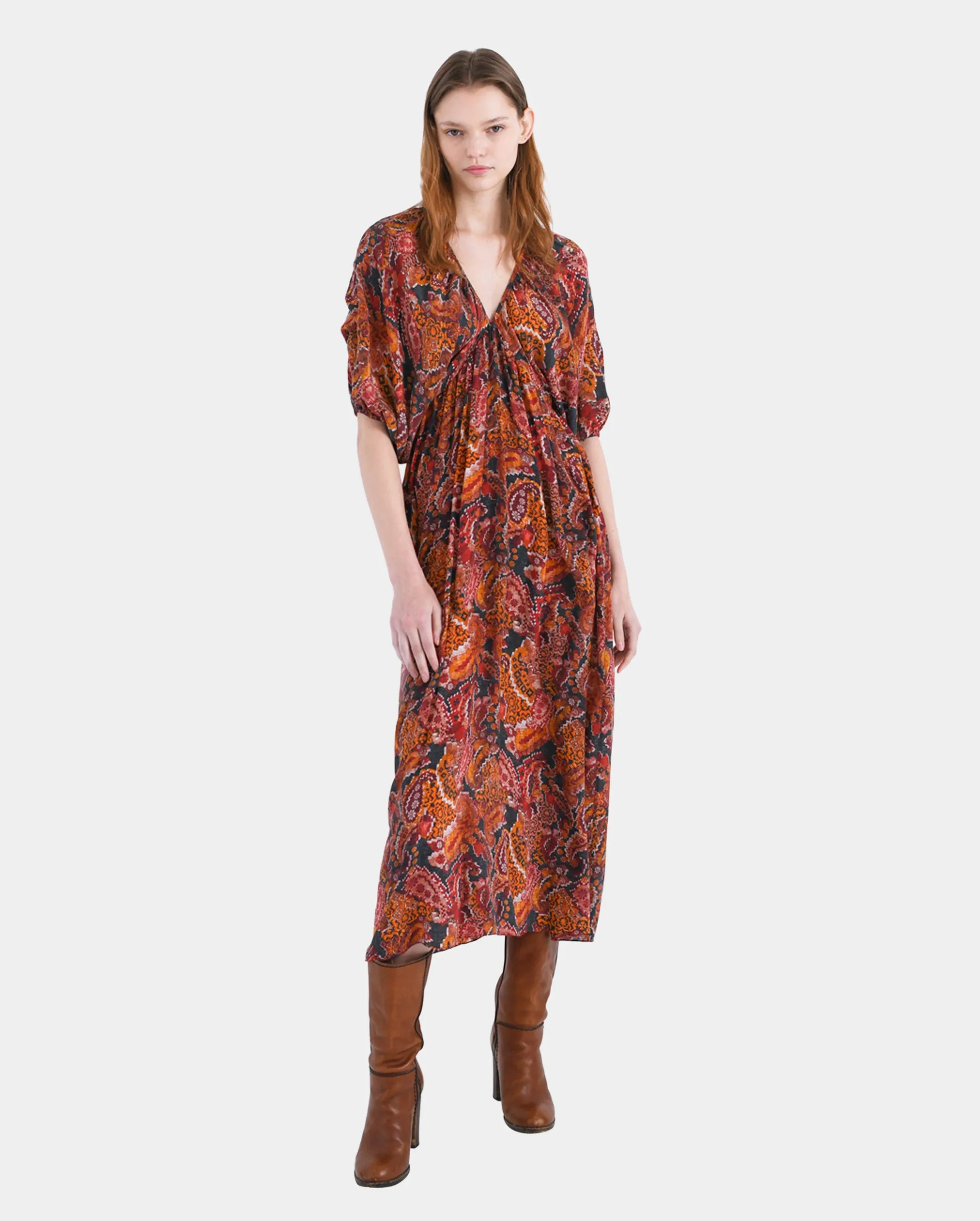 LUCIA MAXI DRESS / ANDINO BROWN