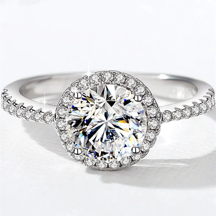 Luxury 1.2 Carat D Round Cut Color Moissanite Sterling Silver Ring