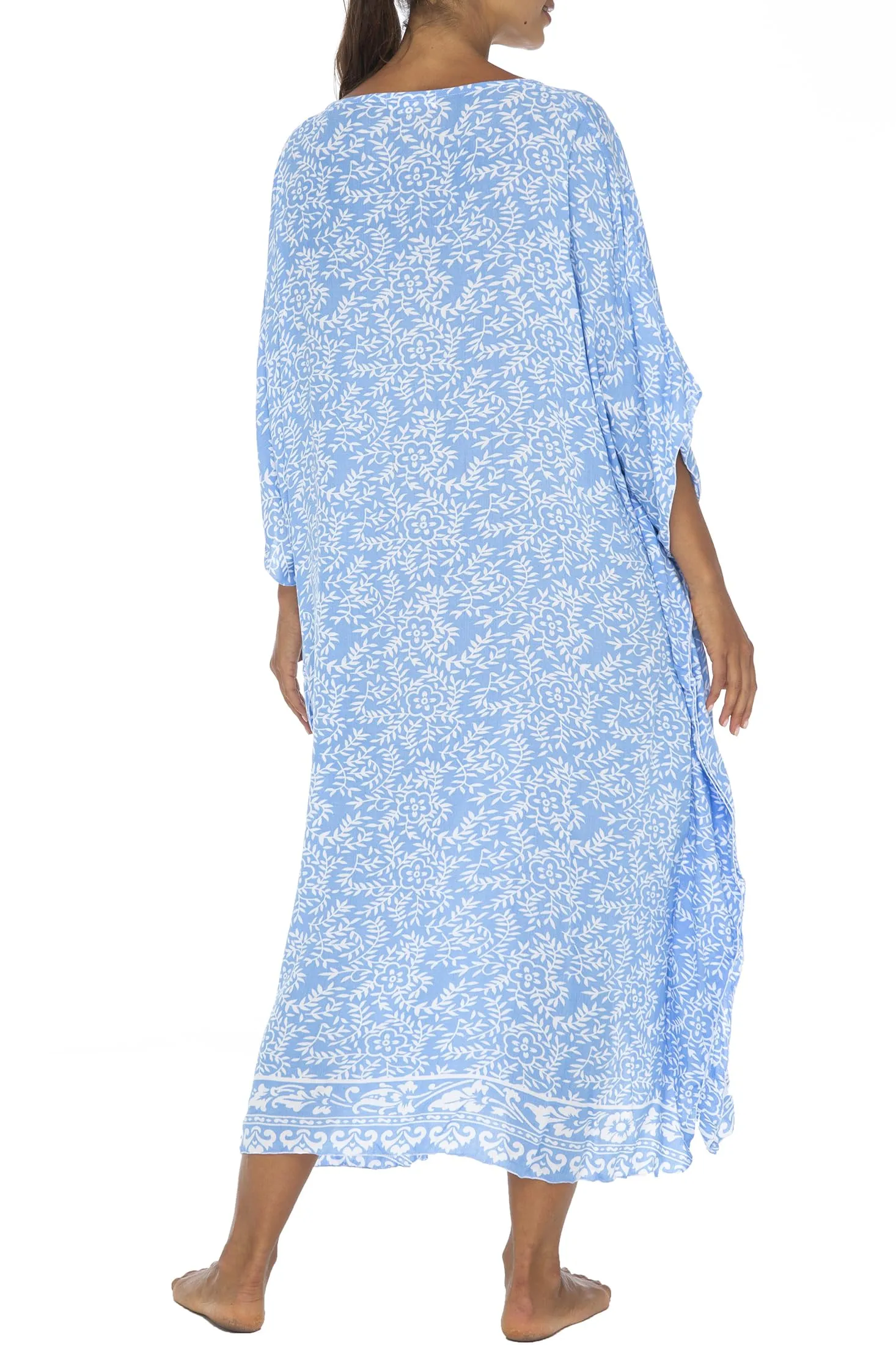 Maxi Floral Print Cover Up Caftan Dress