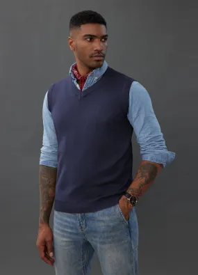 Mens V-Neck Knitted Sweater Vest Solid Plain Sleeveless Pullover Knitwears