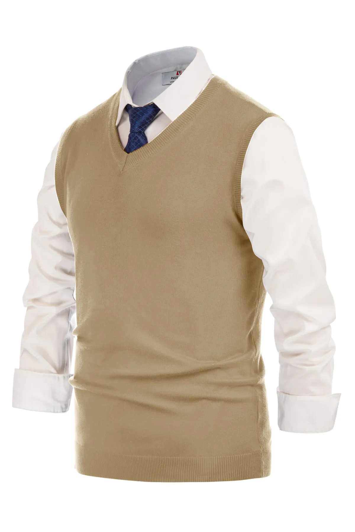 Mens V-Neck Knitted Sweater Vest Solid Plain Sleeveless Pullover Knitwears