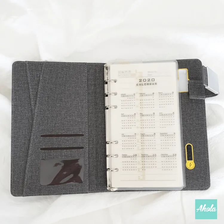 【Name】Loose leaf Notebook with Portable Charger External Battery Power Bank 自訂名字多功能活頁筆記簿便攜式差電器