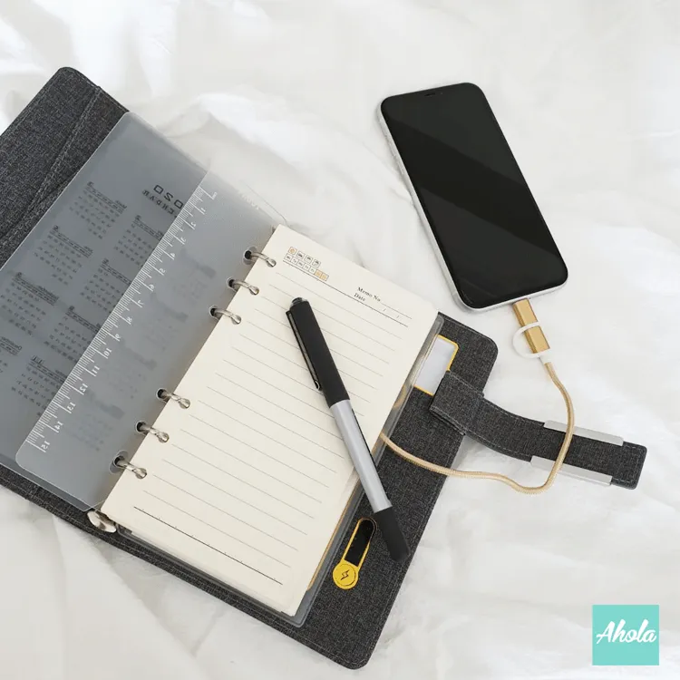 【Name】Loose leaf Notebook with Portable Charger External Battery Power Bank 自訂名字多功能活頁筆記簿便攜式差電器