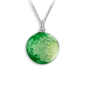 Nicole Barr Green Enamel Round Disk Pendant