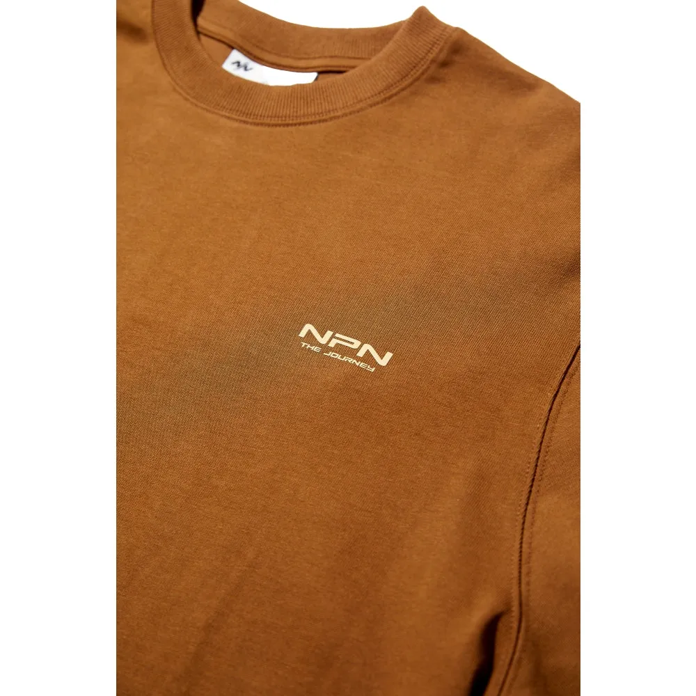 NINE POINT NINE ELEMENT LONG TEE-BROWN