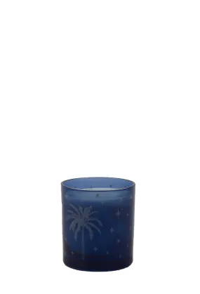 Palm Print Candle in glass jar single - Blue