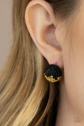 Paparazzi Accessories - As Happy As Can BEAD #E242 Bin - Black Earrings