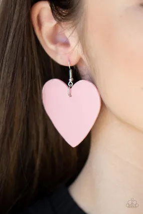 Paparazzi Earrings ~ Country Crush - Pink Heart Earring