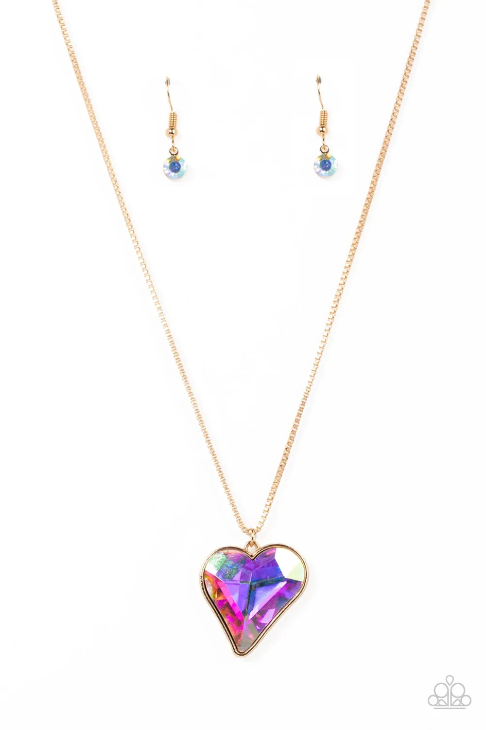 Paparazzi Lockdown My Heart - Gold Iridescent Dainty Necklace