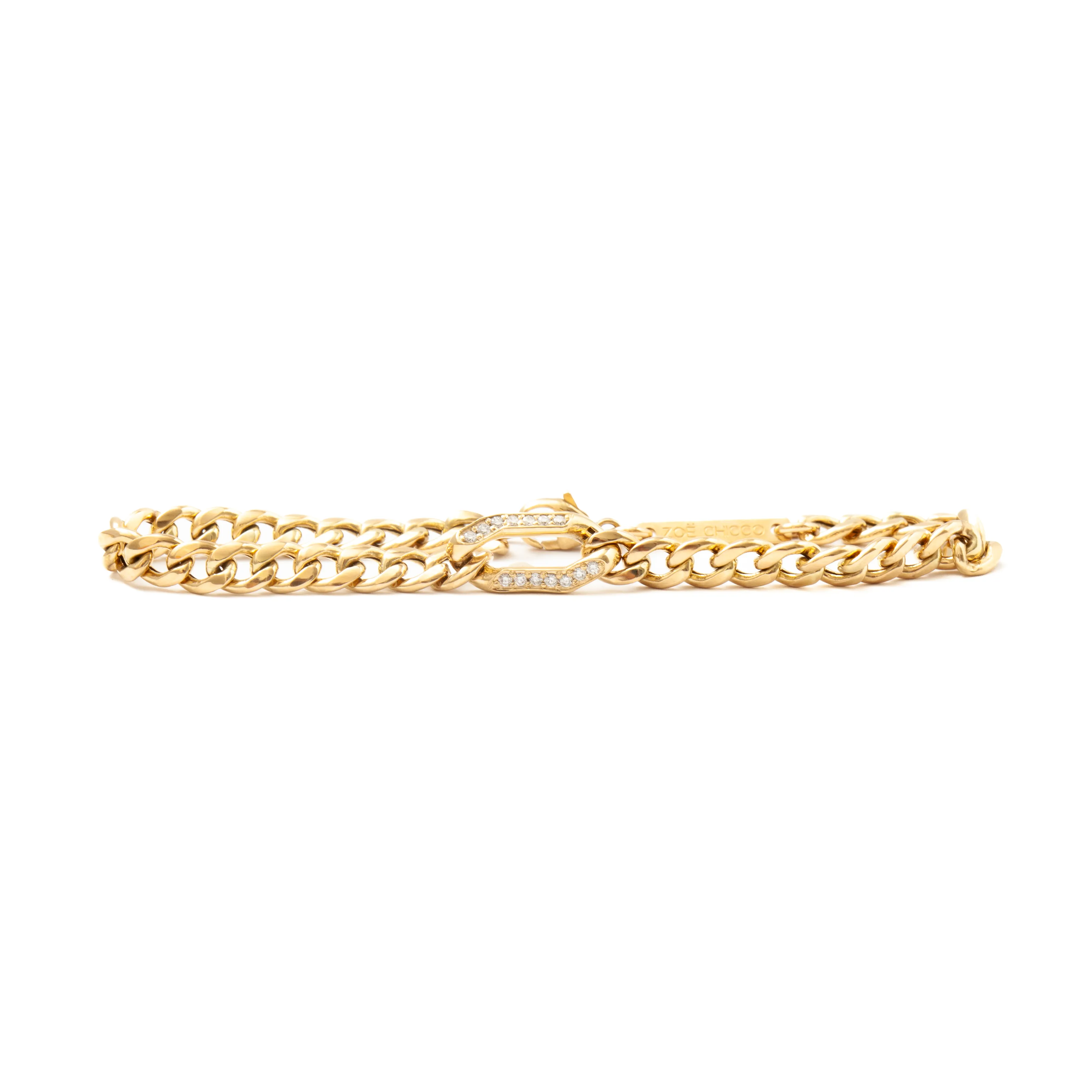 Pavé Oval Link on Medium Curb Chain Bracelet