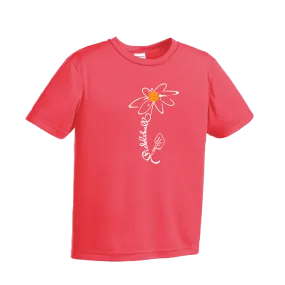 Pickleball Flower (Orange, Pink or Purple) | Youth Short Sleeve Athletic Shirt | 100% Polyester