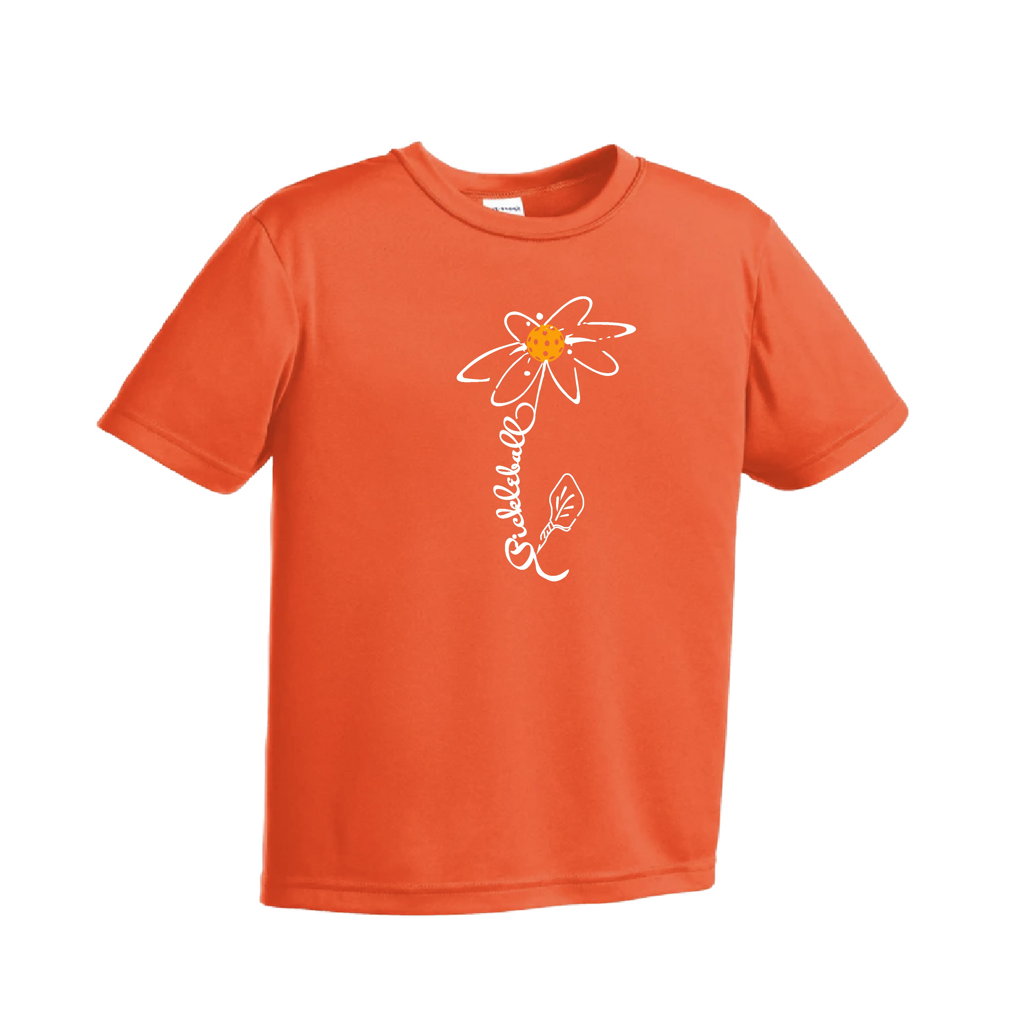 Pickleball Flower (Orange, Pink or Purple) | Youth Short Sleeve Athletic Shirt | 100% Polyester