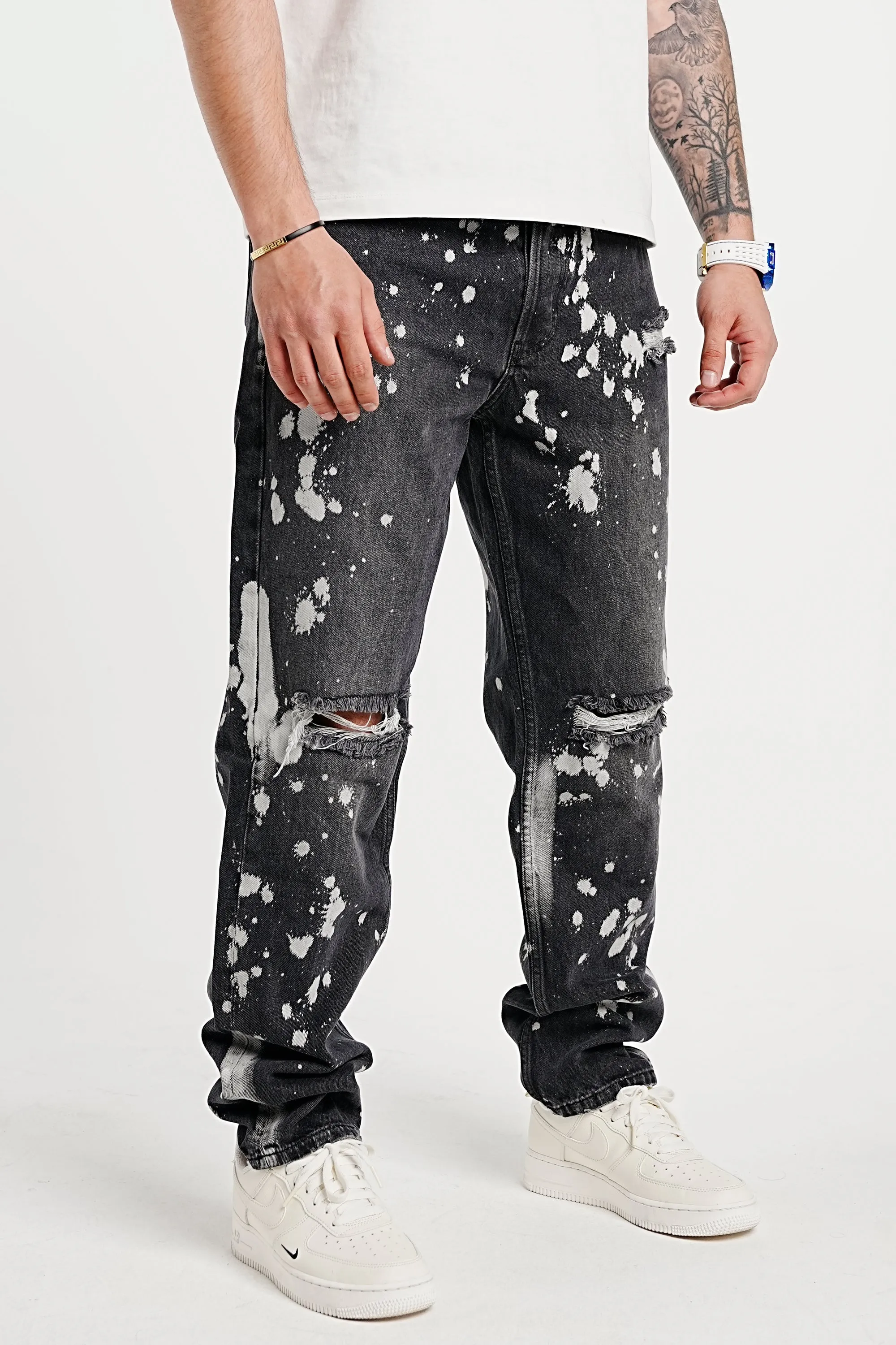 Premium Bleached Destroyed Black Jeans