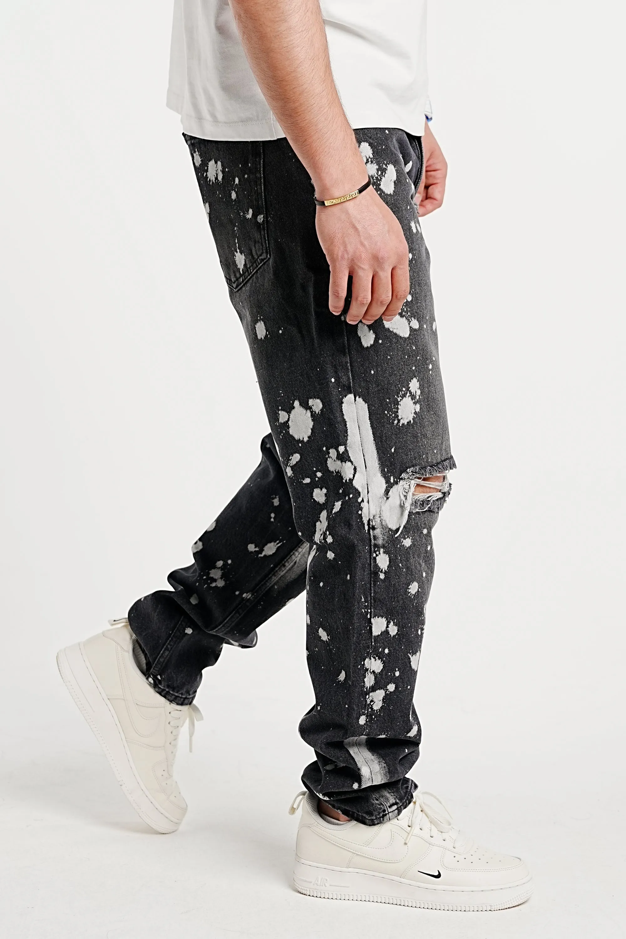 Premium Bleached Destroyed Black Jeans