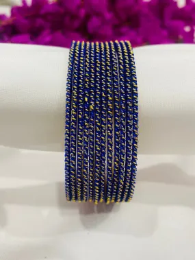 Pretty Dark Blue Color Gold Plated Bollywood Style Bangle Sets