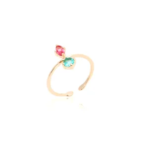 RING PINK/GREEN TURMALINE CRYSTALS