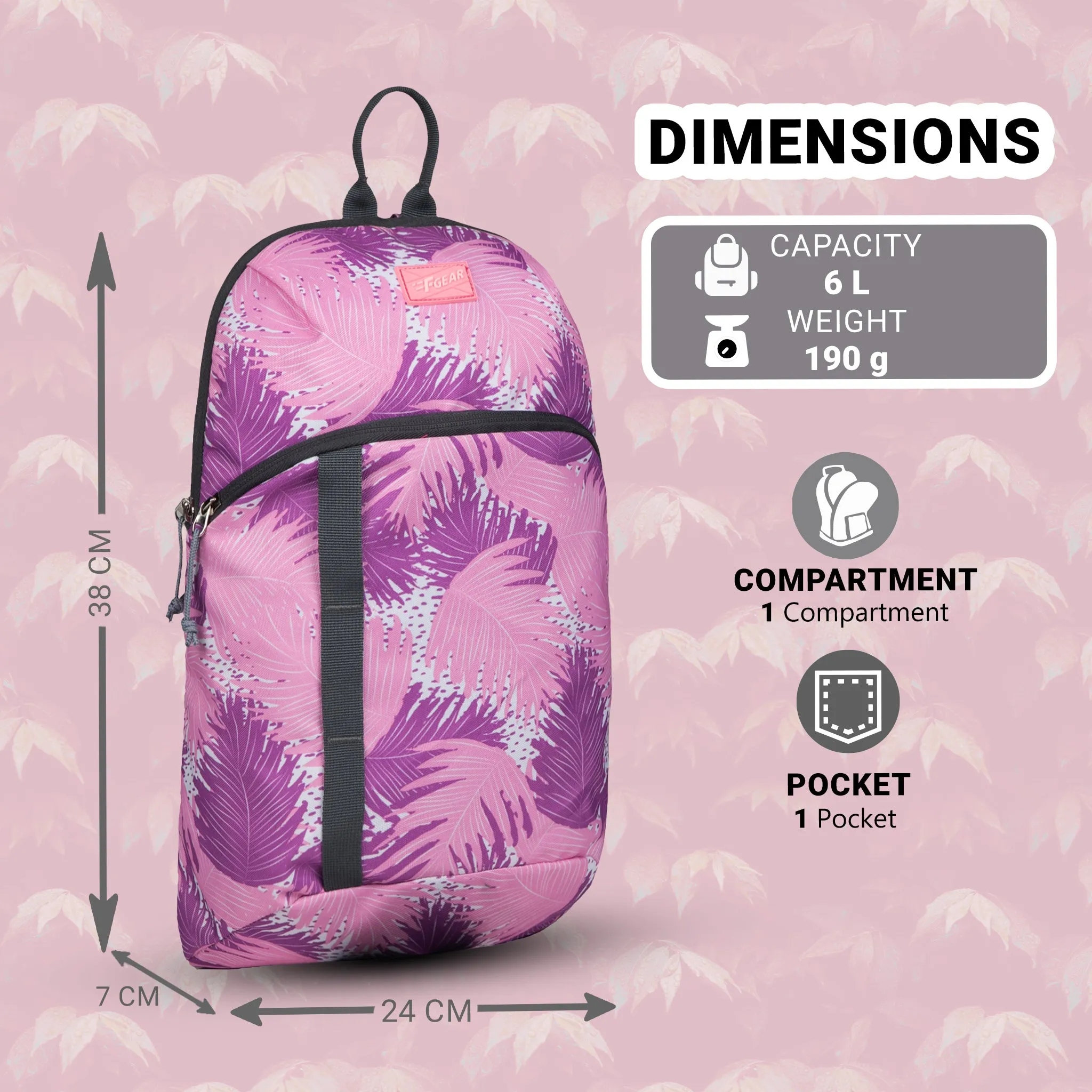 Ritz 6L Ferns Purple Pink Backpack