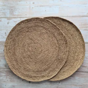 Round Raffia Placemats | Handmade Round Raffia Trivet | Set of Two