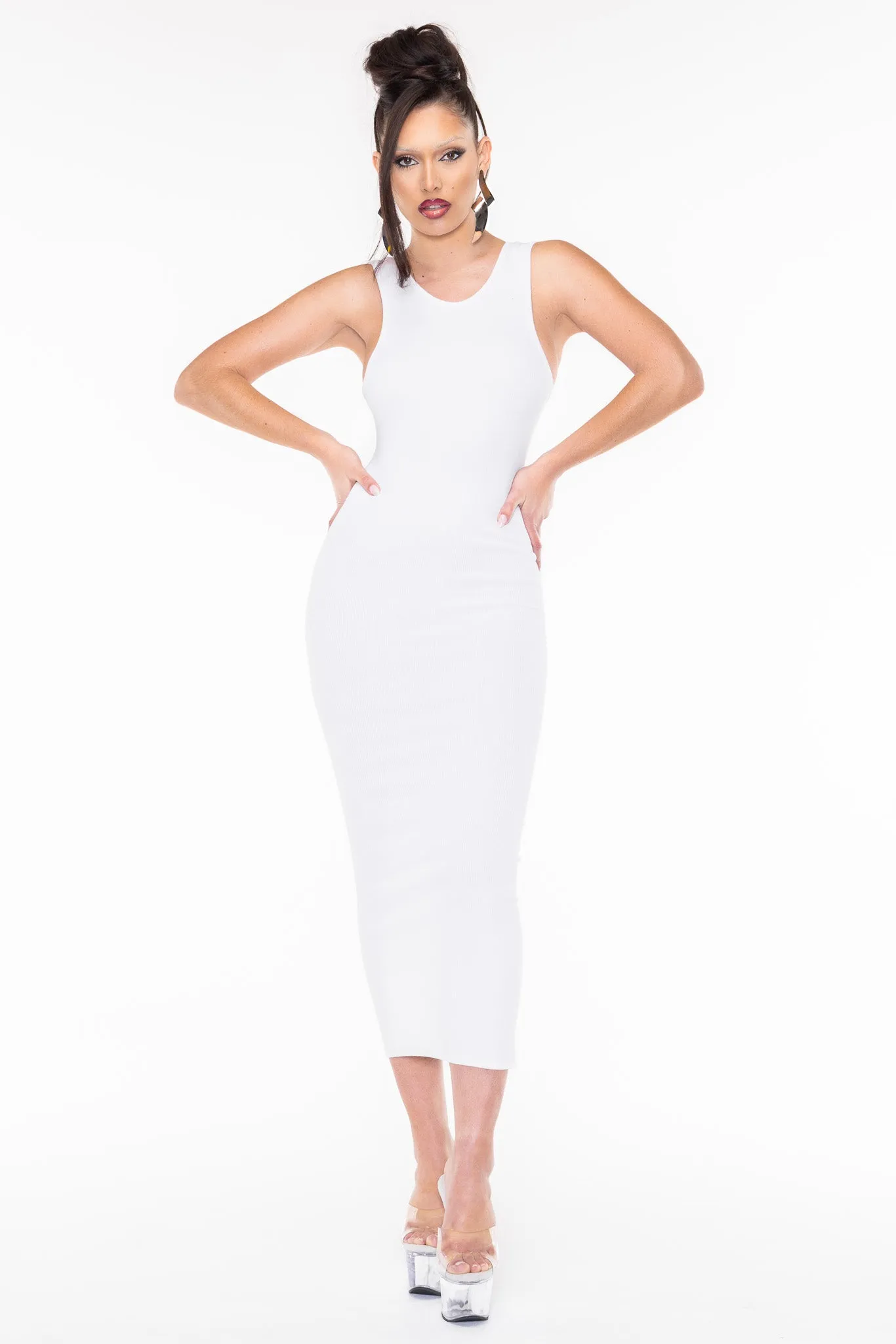 Roxy Rib Tank Dress - White