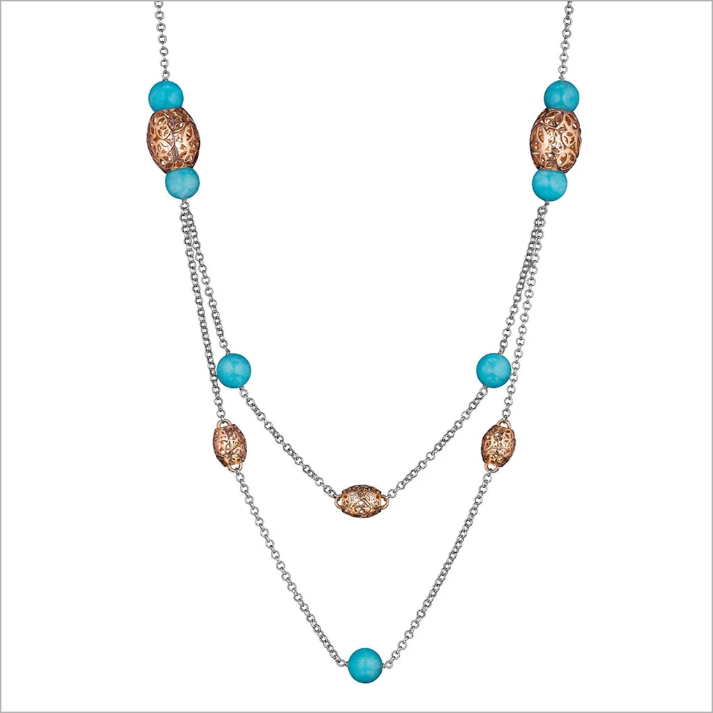 Sahara Amazonite Necklace in Sterling Silver & Plated with 18k Rose Gold