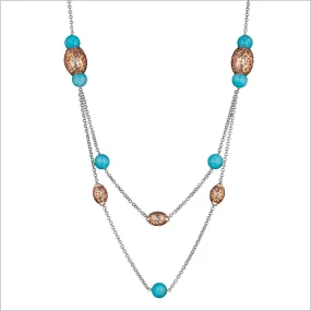 Sahara Amazonite Necklace in Sterling Silver & Plated with 18k Rose Gold