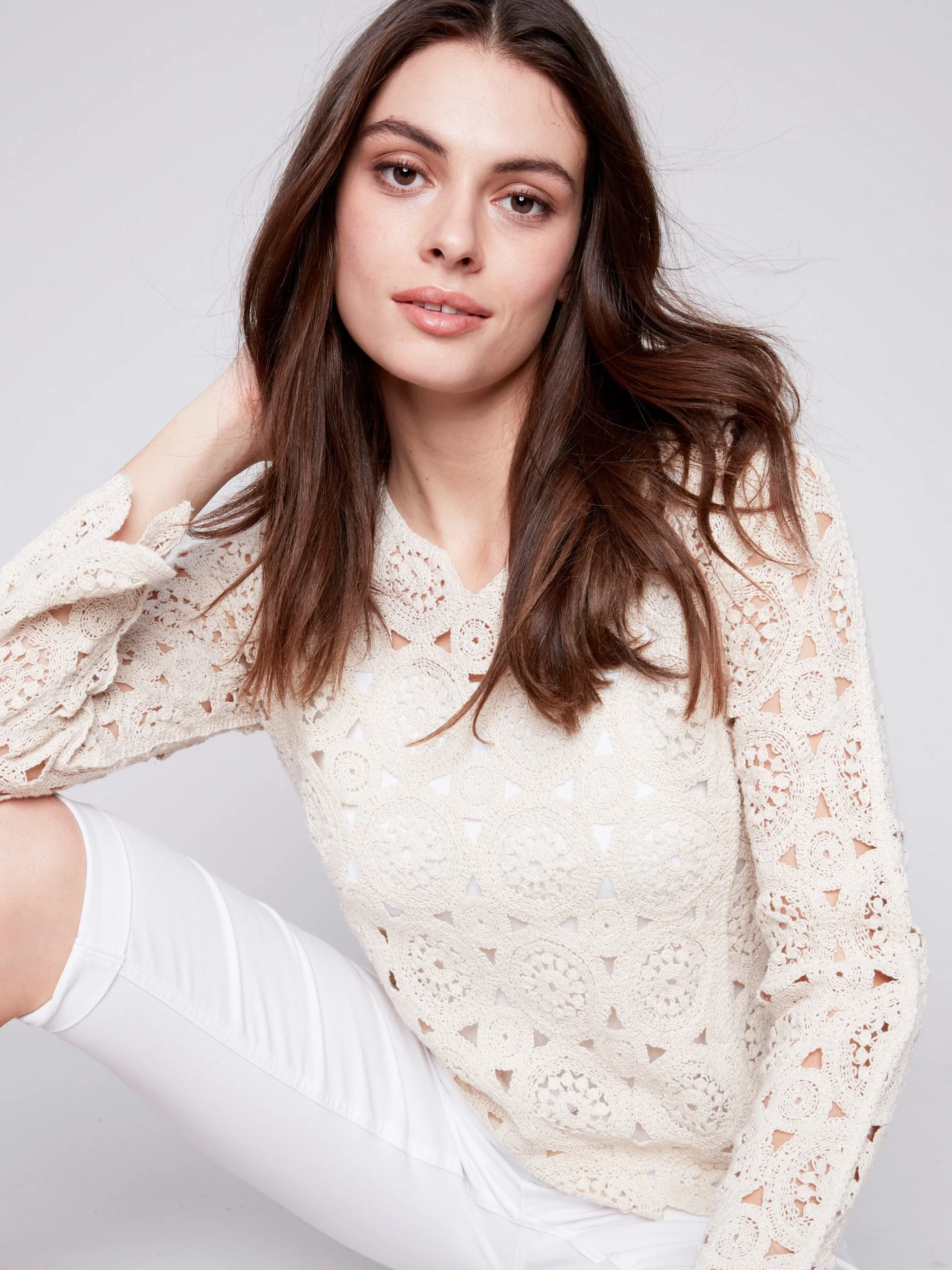 Scalloped Crochet Top - Natural