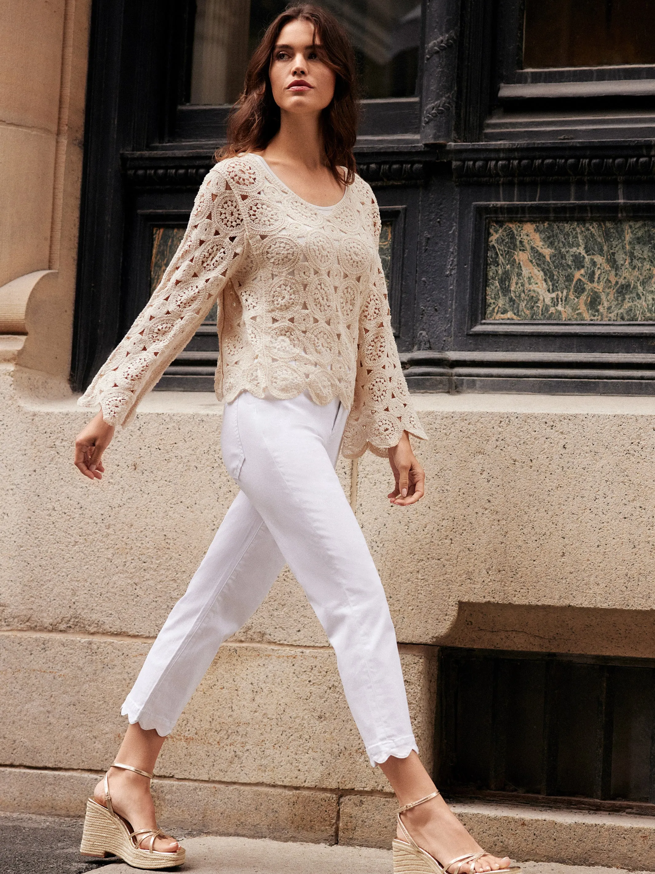 Scalloped Crochet Top - Natural