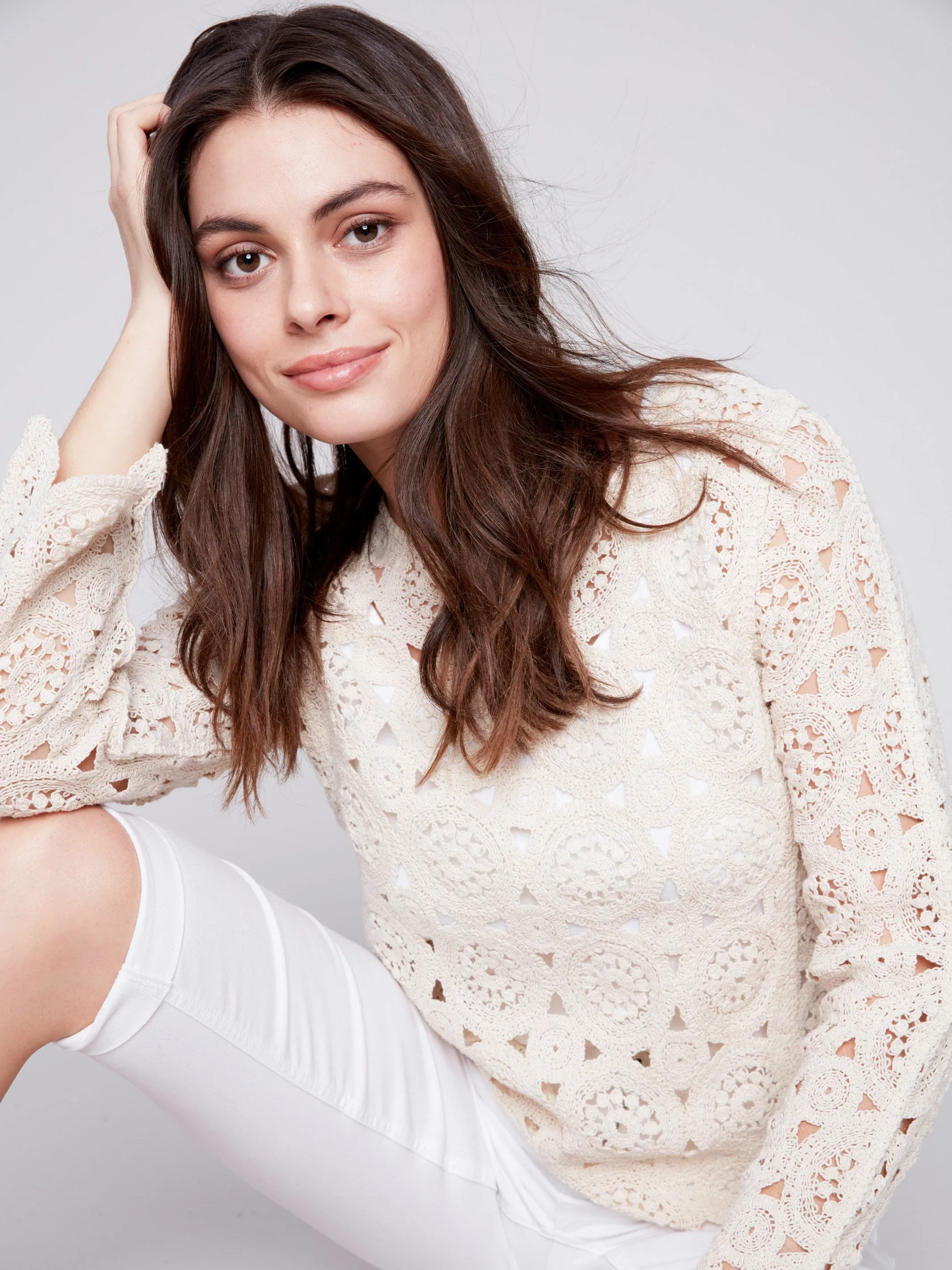 Scalloped Crochet Top - Natural