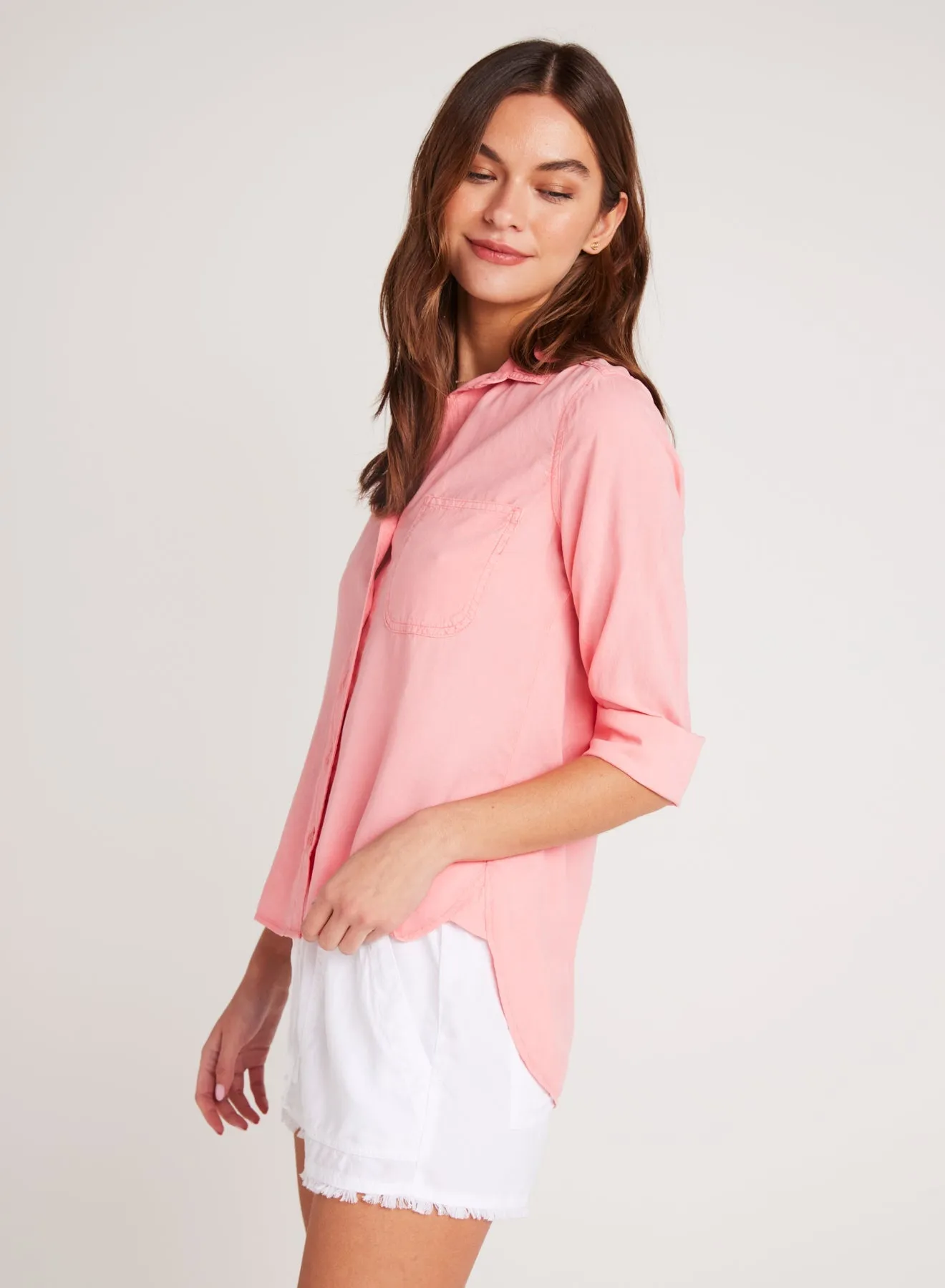 Shirt Tail Button Down - Blossom Pink