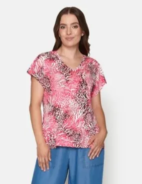 Signature abstract pink print  top