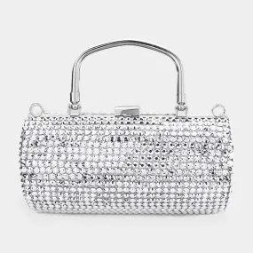 Silver Studded Cylinder Evening Tote-M H W ACCESSORIES