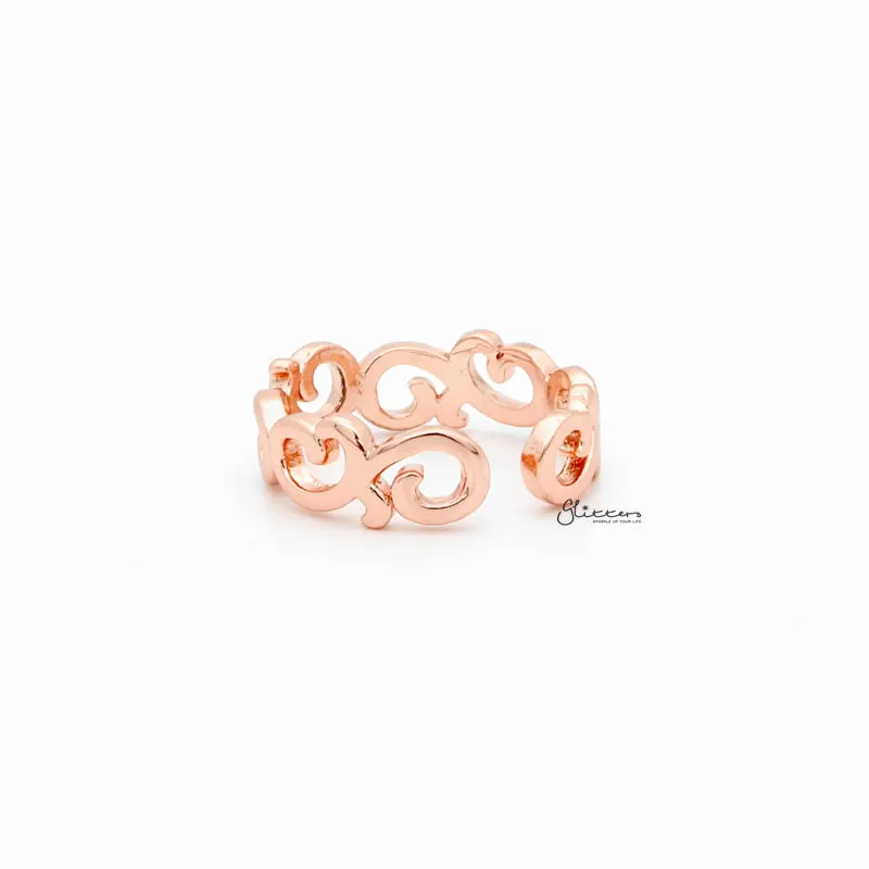 Spiral Pattern Toe Ring - Rose Gold