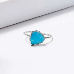 Sterling Silver Large Raw Turquoise Ring, Rough Gemstone,