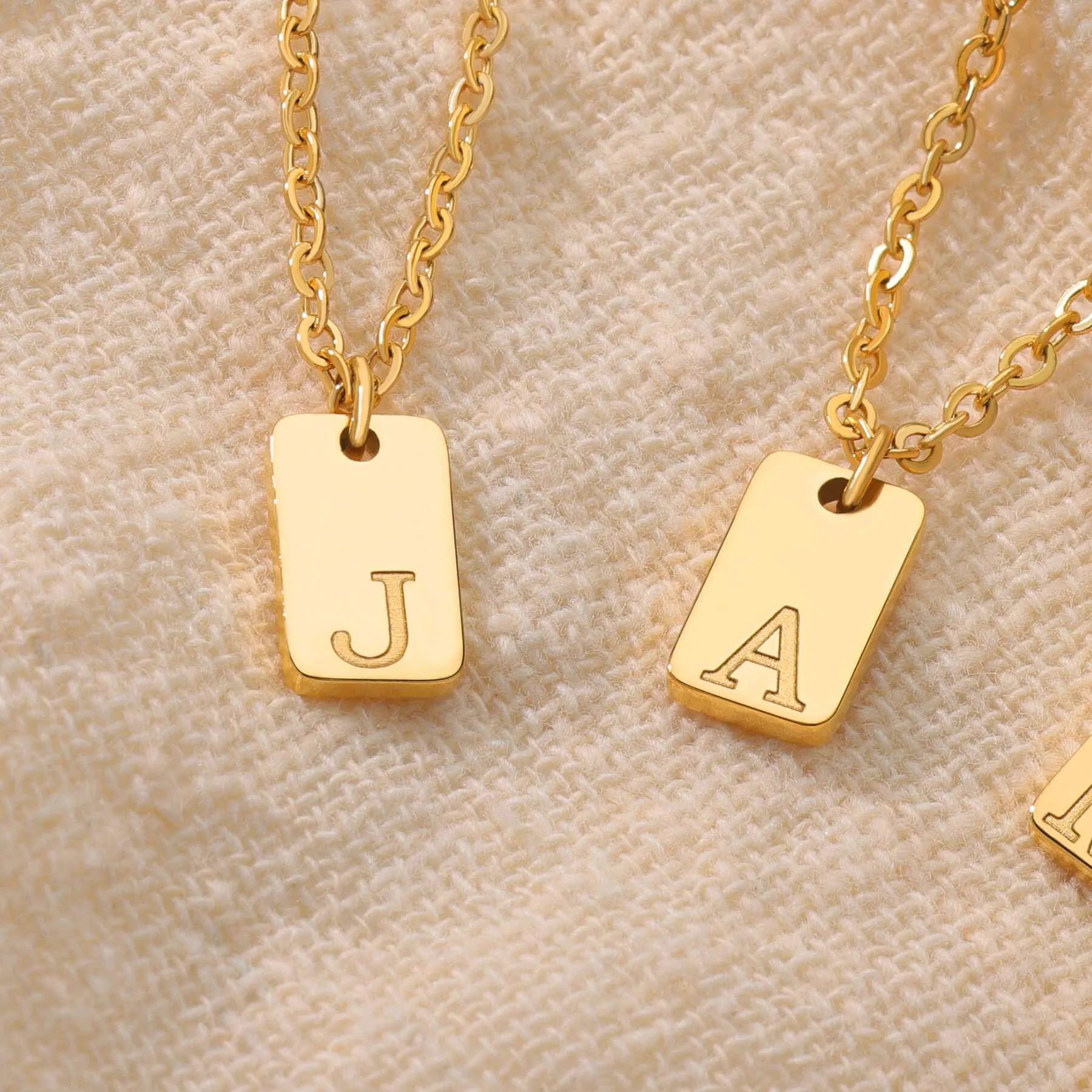 Tiny Square Initial Necklace