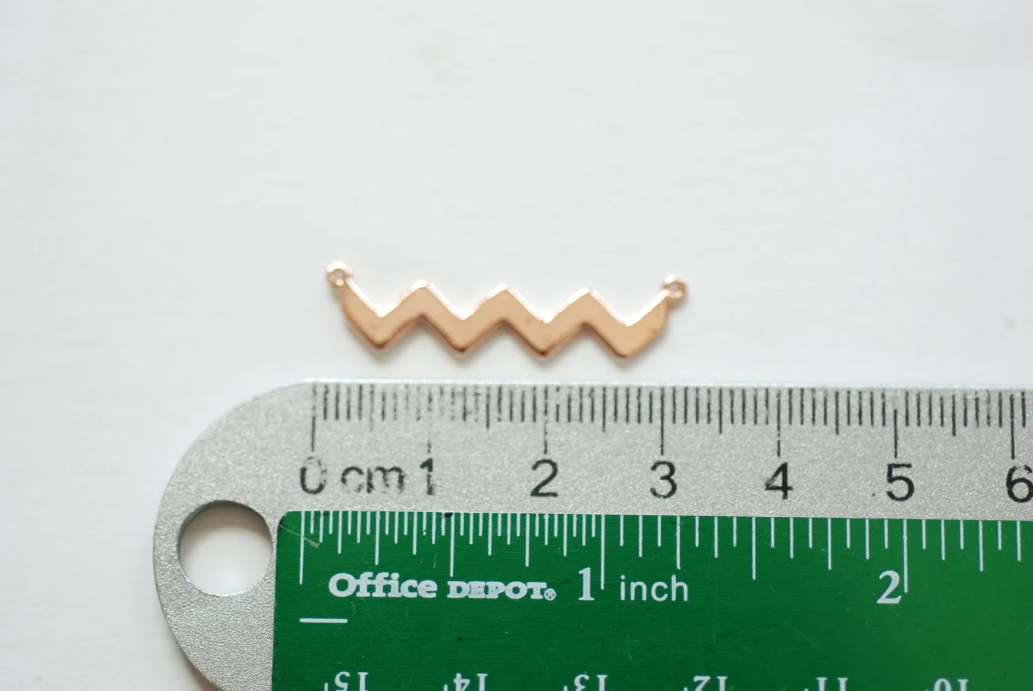 Vermeil Rose Gold Wavy Bar Connector Charm- Pink Gold Multiple Triangle Pendant- Gold Chevron Charm, Gold Triangle Charm, Gold Bar Link